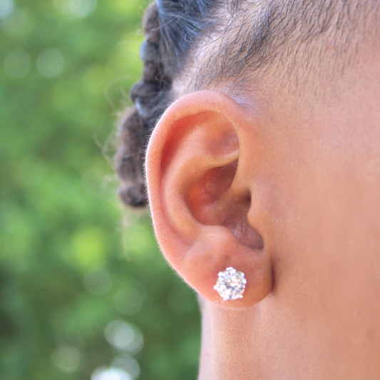 Boucles d'oreilles Solitaire argentées cristaux autrichiens mixte homme femme