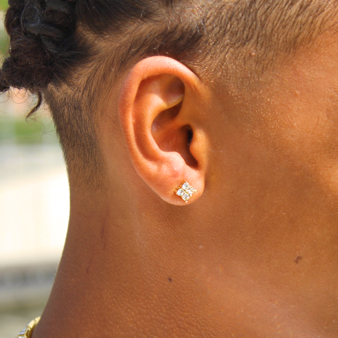 Boucles d'oreilles Sweet Square dorées cristaux autrichiens mixte homme femme