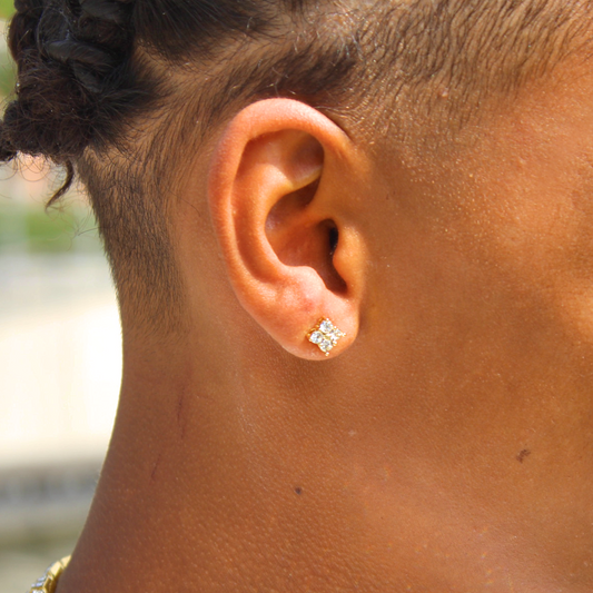 Boucles d'oreilles Sweet Square dorées cristaux autrichiens mixte homme femme