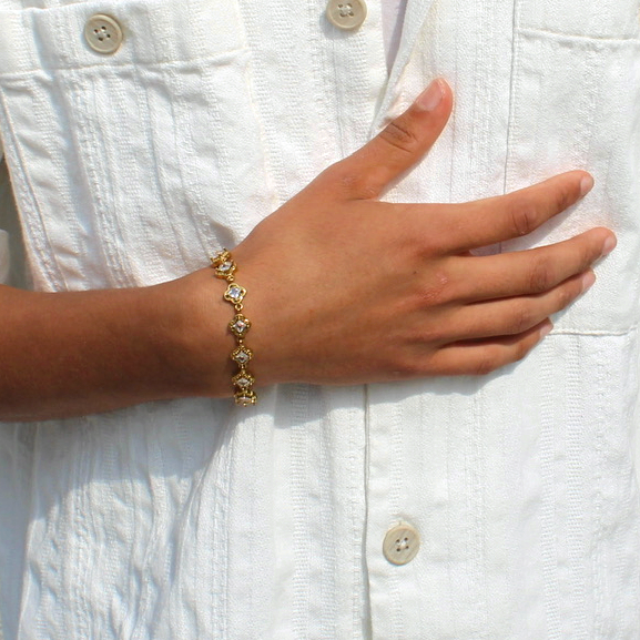 Bracelet doré acier inoxydable force élégance mixte homme femme waterproof