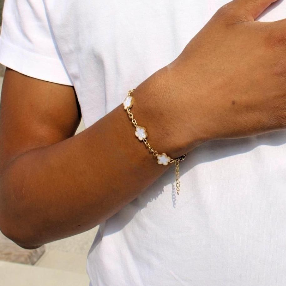 Bracelet homme 20cm blanc argent acier inoxydable moderne élégant