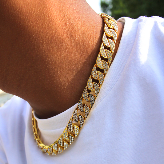 Chaîne courte 45cm cubaine dorée homme style masculin affirmé