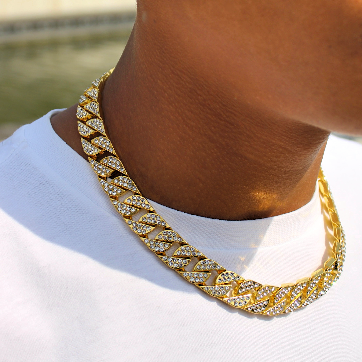 Chaîne cubaine 45cm homme bijou audacieux doré moderne