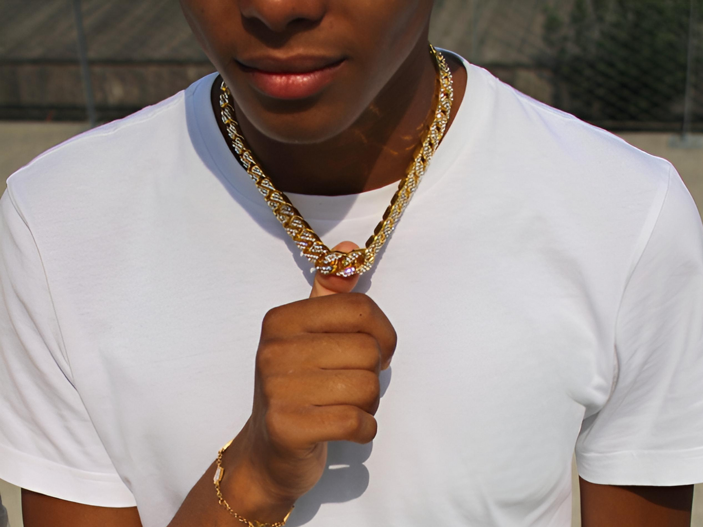 Chaîne homme 45cm maille cubaine dorée urbaine tendance